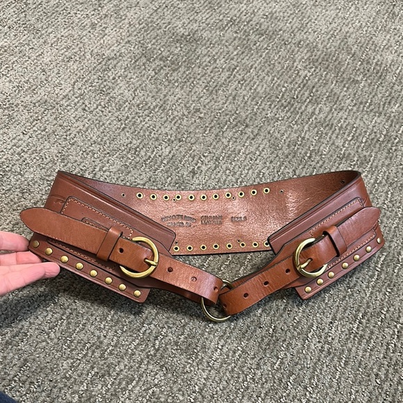 Peyote Bird Accessories - Peyote Bird Double Buckle, Leather Tooled, Beaded Belt -Small